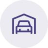 Purple car icon in garage