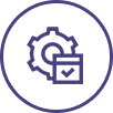 Purple settings icon with check mark